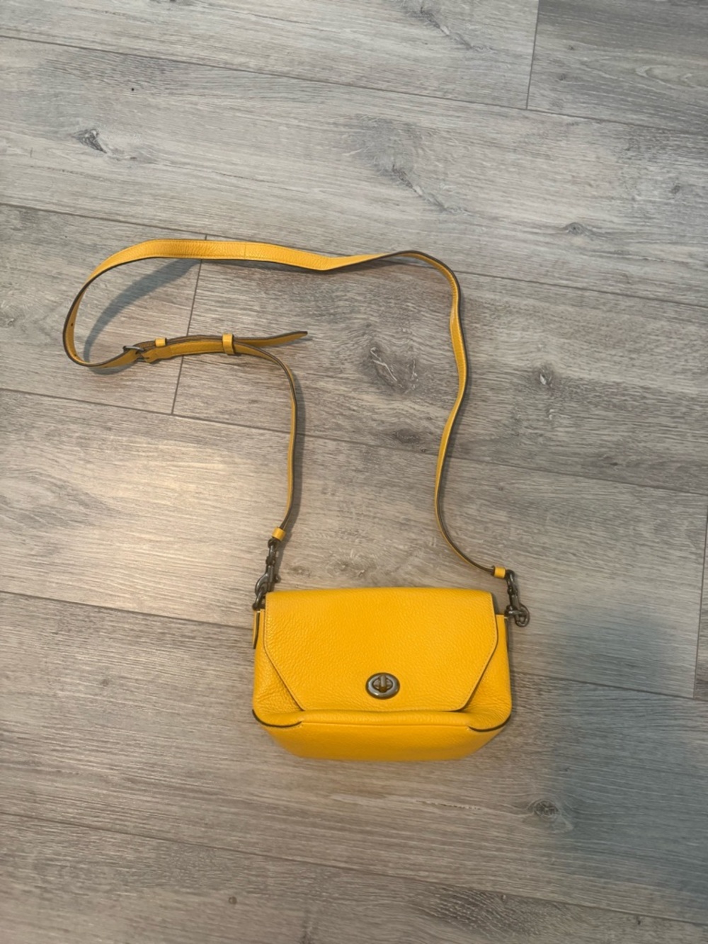 Coach Yellow Pebbled Leather Crossbody Bag